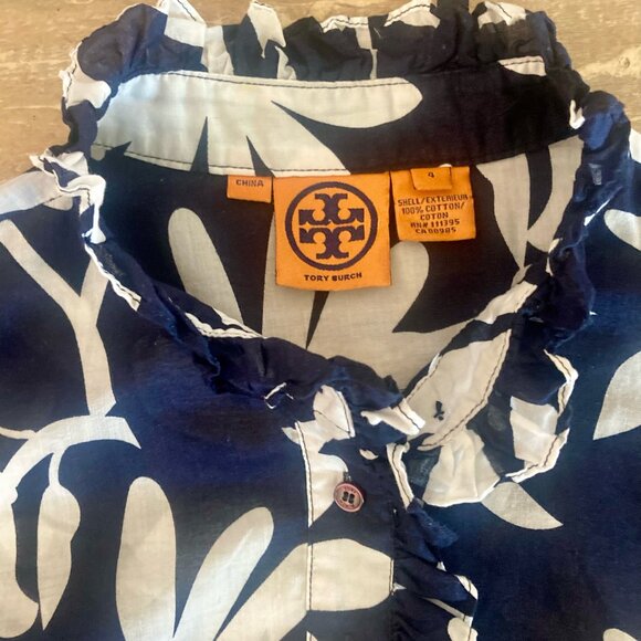 Tory Burch Long Sleeve Cotton Blouse Sz 4 - Picture 2 of 5